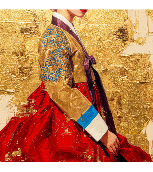 Golden Hanbok 01 – Frau im Hanbok auf Blattgold | Mamidu