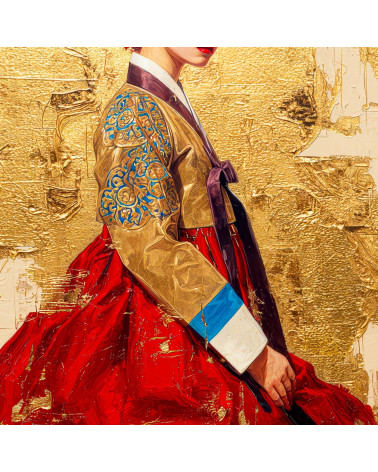 Golden Hanbok 01 – Frau im Hanbok auf Blattgold | Mamidu