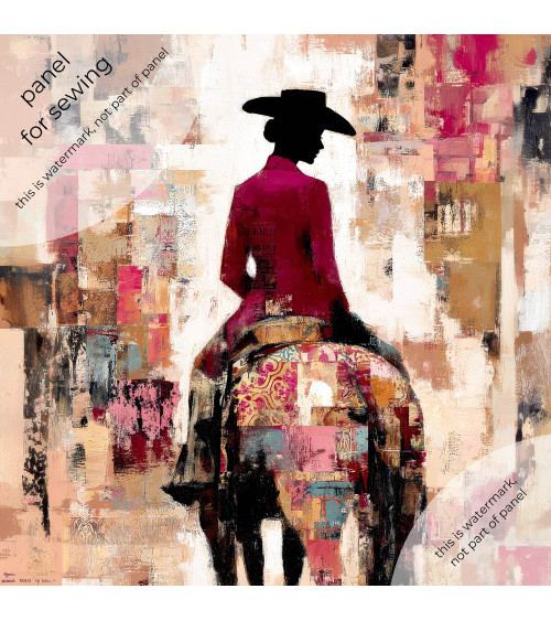 Patchwork Cowgirl 01 – cowgirl on horseback collage | Mamidu