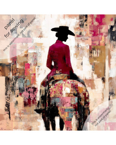 Patchwork Cowgirl 01 – cowgirl on horseback collage | Mamidu