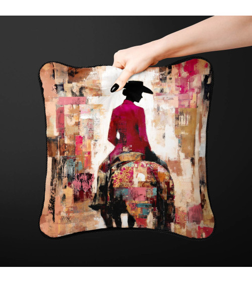 Patchwork Cowgirl 01 – cowgirl on horseback collage | Mamidu