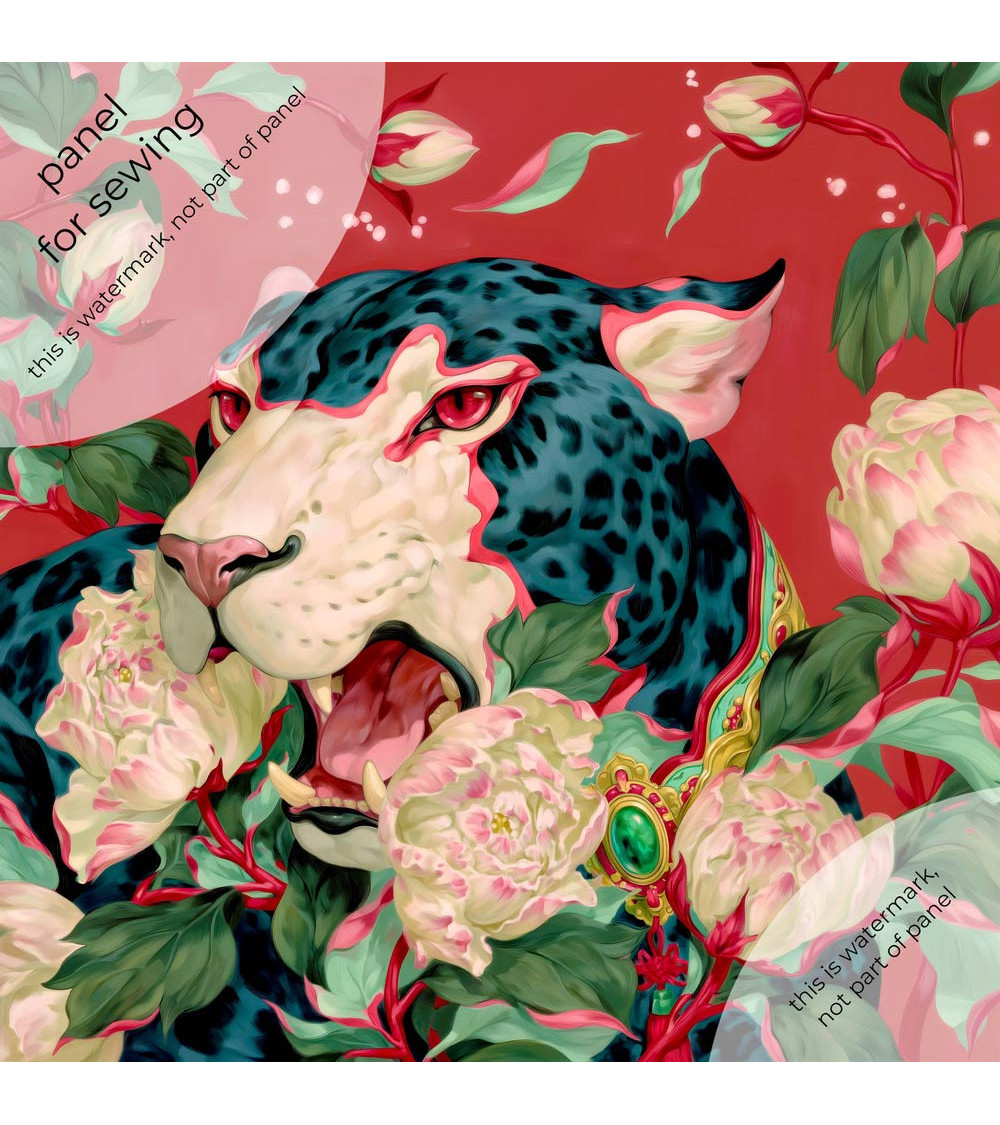 Peony Leopard 01 – Leopard mit Pfingstrosen | Mamidu