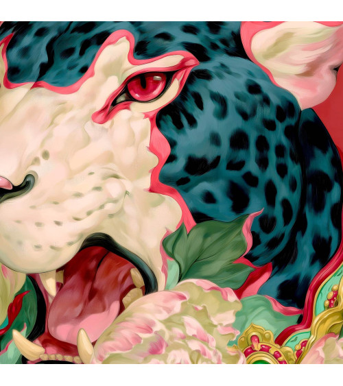 Peony Leopard 01 – Leopard mit Pfingstrosen | Mamidu
