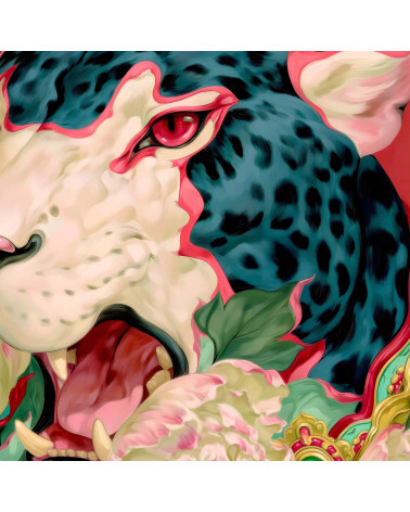 Peony Leopard 01 – Leopard mit Pfingstrosen | Mamidu