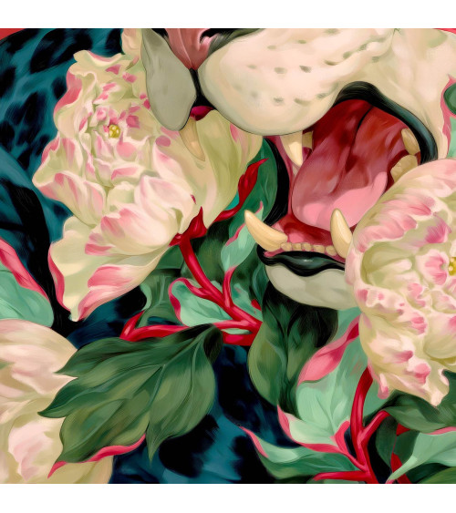 Peony Leopard 01 – Leopard mit Pfingstrosen | Mamidu