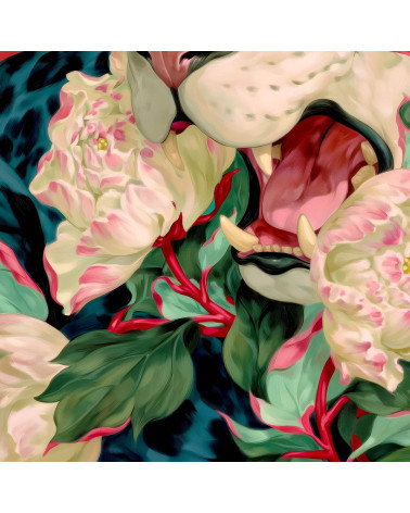 Peony Leopard 01 – Leopard mit Pfingstrosen | Mamidu