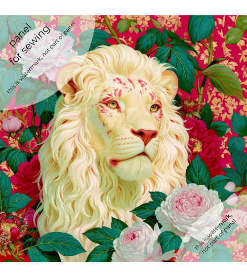 Peony Lion 01 – white lion with peonies | Mamidu
