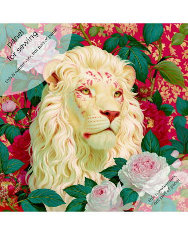Peony Lion 01 – biały lew w piwoniach | Mamidu