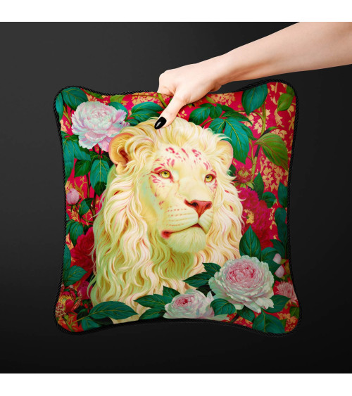 Peony Lion 01 – biały lew w piwoniach | Mamidu