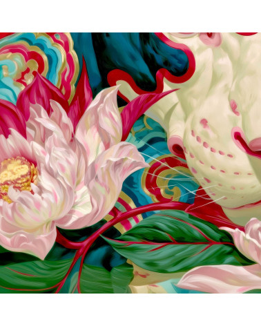 Peony Tiger 01 – biały tygrys w piwoniach | Mamidu