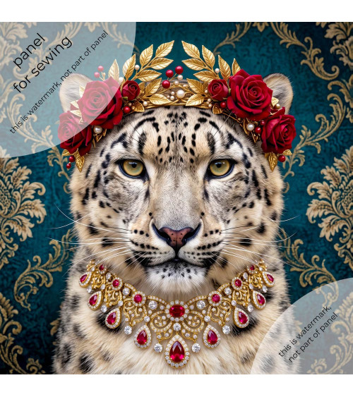 Royal Leopard 02 – snow leopard with laurel crown | Mamidu