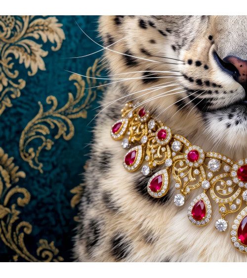 Royal Leopard 02 – snow leopard with laurel crown | Mamidu