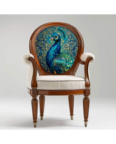 Royal Peacock 01 – peacock on teal damask panel | Mamidu