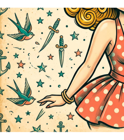 Sailor Pinup 01 – pin-up marynarski, tatuaż retro | Mamidu