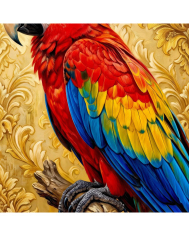 Scarlet Macaw 01 – czerwona ara na złocie | Mamidu
