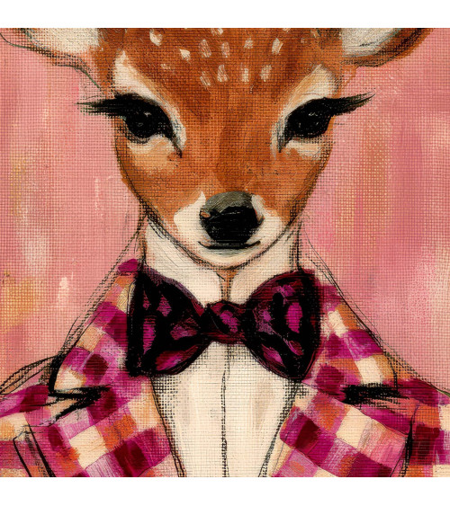 Dapper Fawn 05 – fawn in raspberry gingham | Mamidu