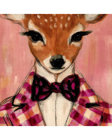 Dapper Fawn 05 – fawn in raspberry gingham | Mamidu