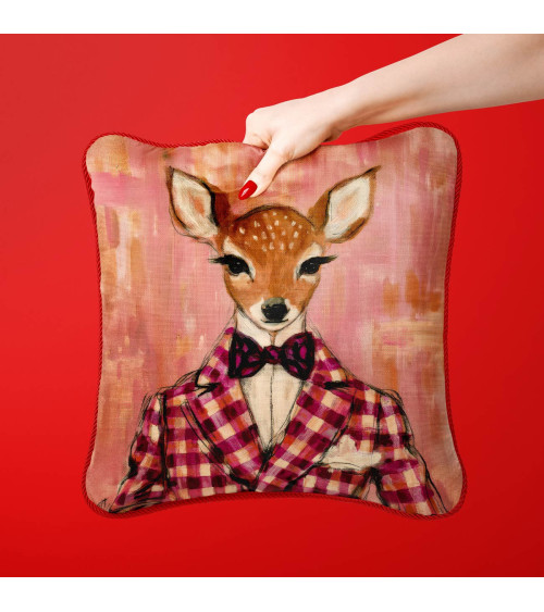 Dapper Fawn 05 – fawn in raspberry gingham | Mamidu