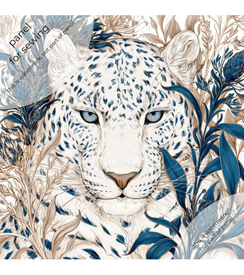 Indigo Leopard 01 – indigo leopard botanical panel | Mamidu