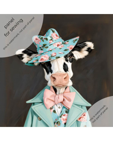 Floral Cow 01 – cow in rose hat panel | Mamidu