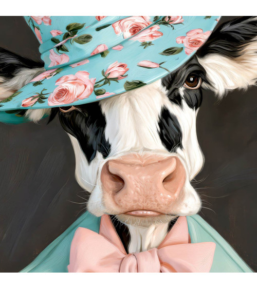 Floral Cow 01 – cow in rose hat panel | Mamidu