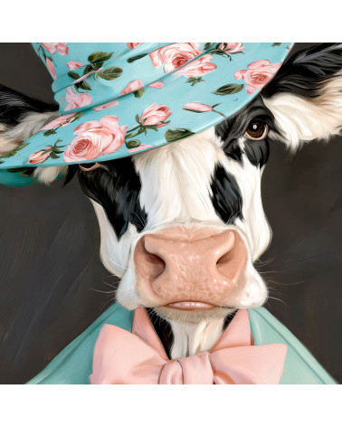 Floral Cow 01 – cow in rose hat panel | Mamidu