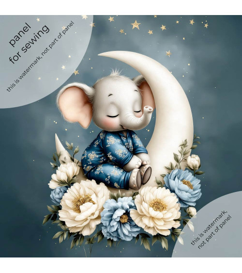 Moon Elephant 01 – słonik śpiący na księżycu | Mamidu