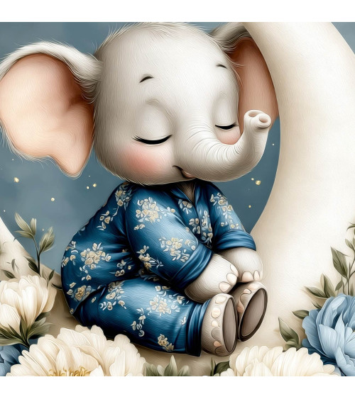 Moon Elephant 01 – słonik śpiący na księżycu | Mamidu