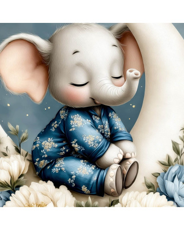 Moon Elephant 01 – słonik śpiący na księżycu | Mamidu