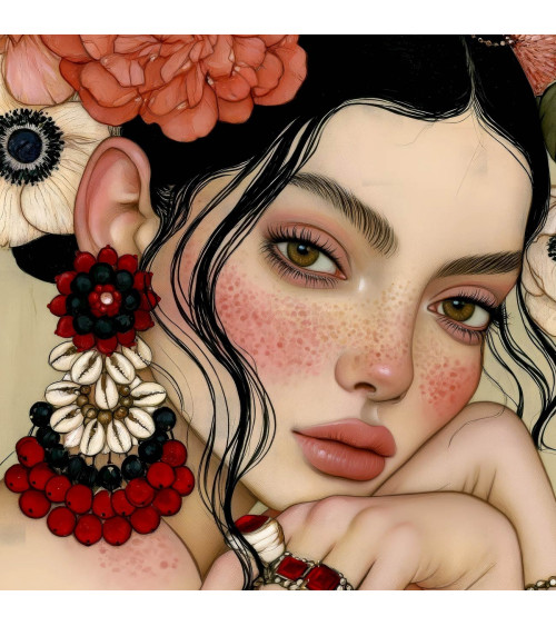 Anemone Belle 02 – kobieta w wianku na beżu | Mamidu