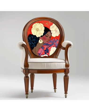 Garden Muse 01 – woman with flowers on red | Mamidu