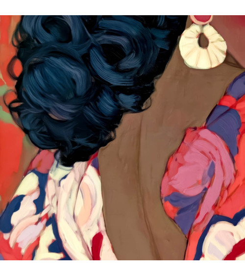 Garden Muse 01 – woman with flowers on red | Mamidu