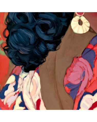 Garden Muse 01 – woman with flowers on red | Mamidu