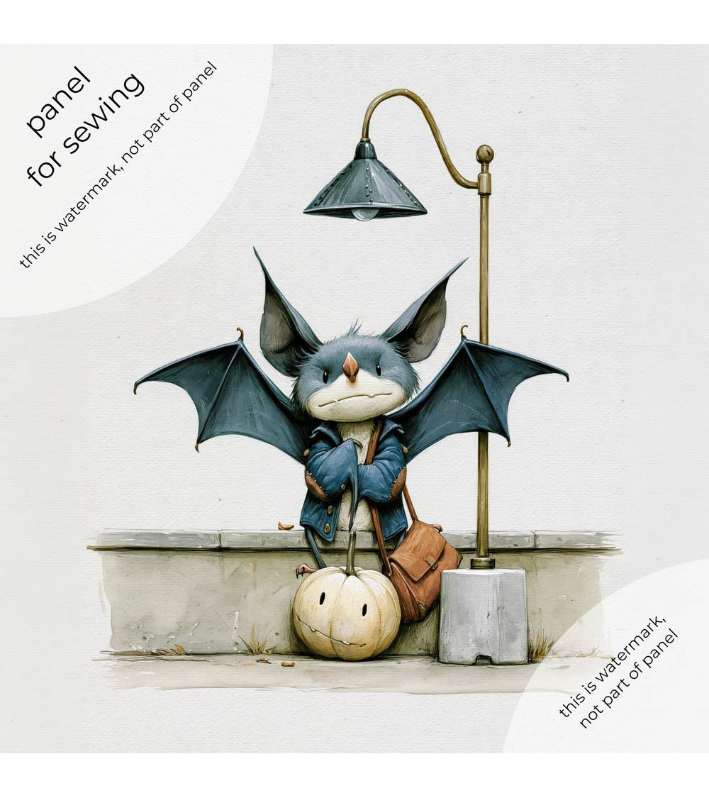 Lantern Bat 01 – bat with pumpkin under a lamp | Mamidu