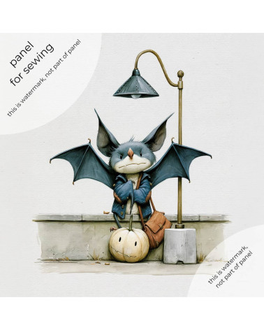 Lantern Bat 01 – bat with pumpkin under a lamp | Mamidu