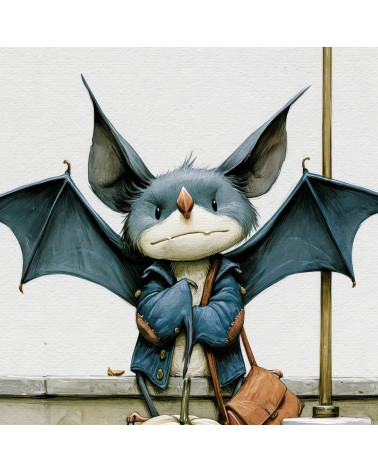Lantern Bat 01 – bat with pumpkin under a lamp | Mamidu