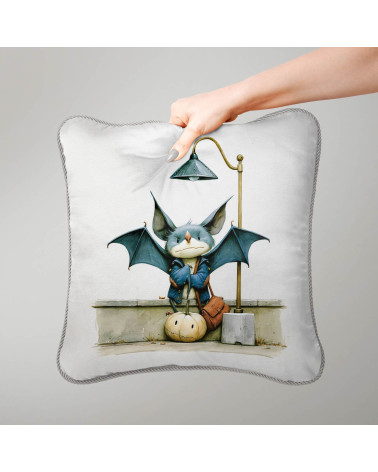 Lantern Bat 01 – bat with pumpkin under a lamp | Mamidu