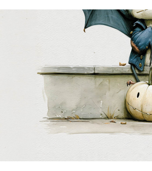 Lantern Bat 01 – bat with pumpkin under a lamp | Mamidu