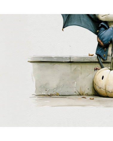 Lantern Bat 01 – bat with pumpkin under a lamp | Mamidu