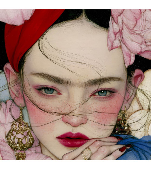 Peony Muse 02 – woman with peonies and scarf | Mamidu