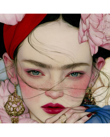 Peony Muse 02 – woman with peonies and scarf | Mamidu