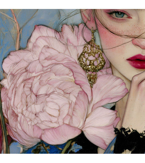 Peony Muse 02 – woman with peonies and scarf | Mamidu