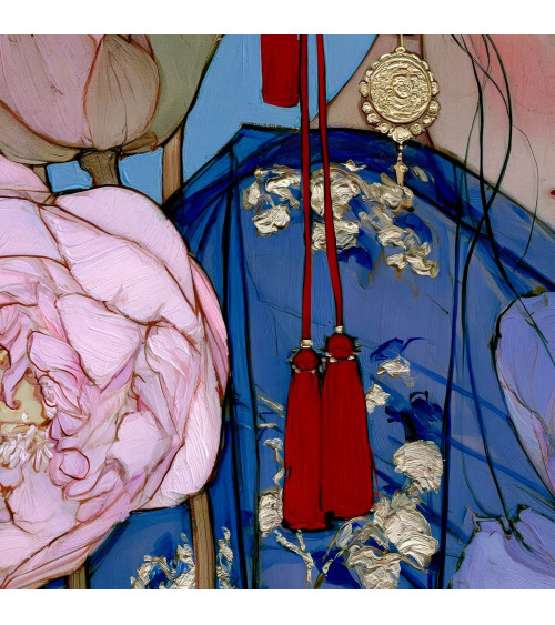 Peony Muse 03 – Frau mit Pfingstrosen und Quasten | Mamidu