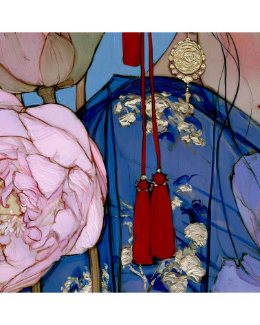 Peony Muse 03 – Frau mit Pfingstrosen und Quasten | Mamidu