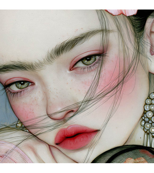 Peony Muse 05 – Frau mit Pfingstrosen und Perlen | Mamidu
