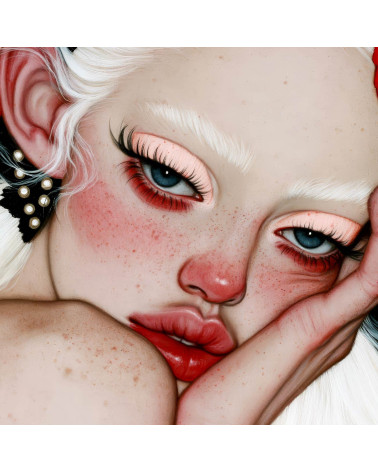 Porcelain Doll 09 – Mädchen mit Perlen auf Schwarz | Mamidu