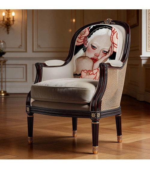 Porcelain Doll 09 – Mädchen mit Perlen auf Schwarz | Mamidu