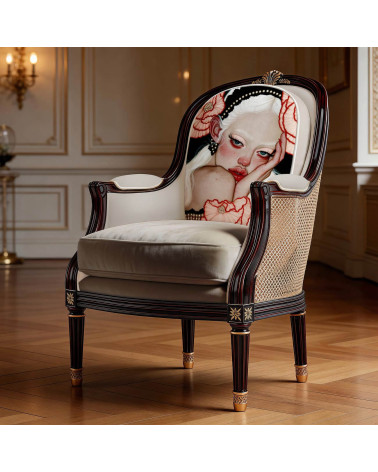 Porcelain Doll 09 – Mädchen mit Perlen auf Schwarz | Mamidu
