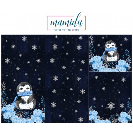 Panel for sleeping bag  Magic winter penguin