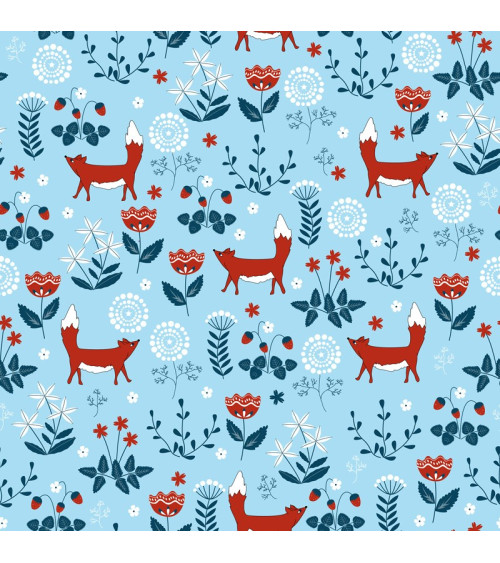 Polyester Fox und Walderdbeeren